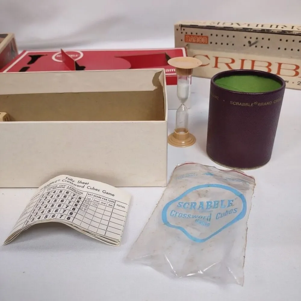 Scrabble Crossword Cubes Game - Wooden Letters - Complete - Vintage 1964